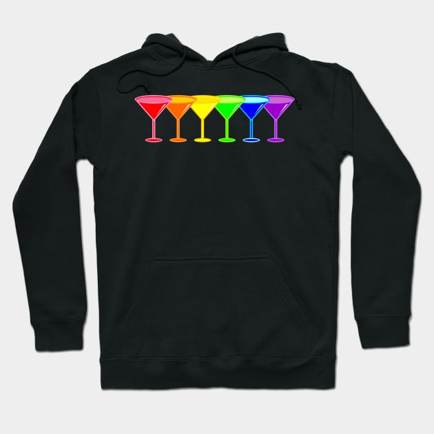 Pride Rainbow Martini Glasses Pattern Hoodie by williamcuccio